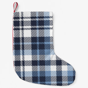 Karierter schottischer Naht in Blau und Weiß Kleiner Weihnachtsstrumpf