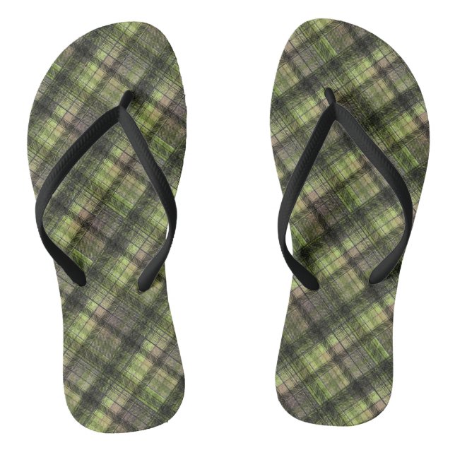 Karierter schottischer Tartgrün-Klassiker Flip Flops (Fußbett)