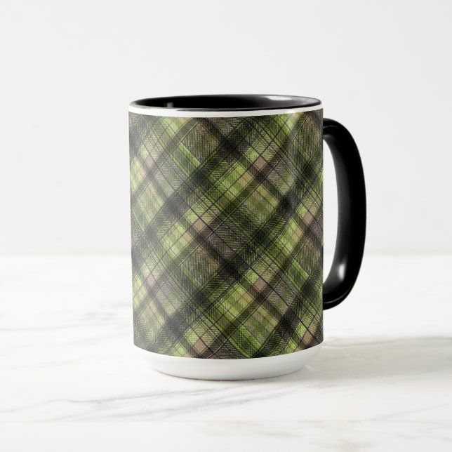 Karierter schottischer Tartgrün-Klassiker Tasse (VorderseiteRechts)