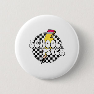 Karierter Schulpsychologe Bleistift Blitz Button