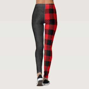 Karierter Schwarz-Schwarz-Denim-Look Leggings