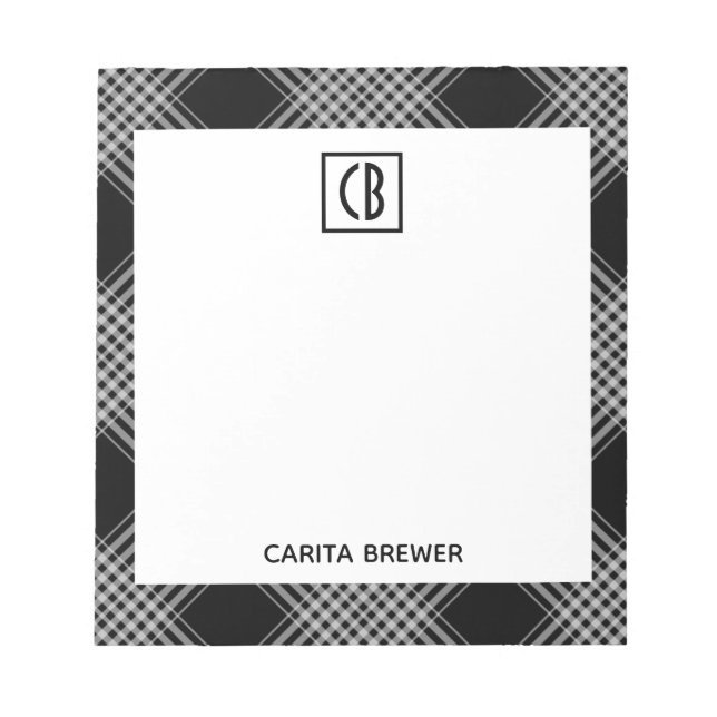 Karierter Schwarzer Editor Notizblock (Vorderseite)