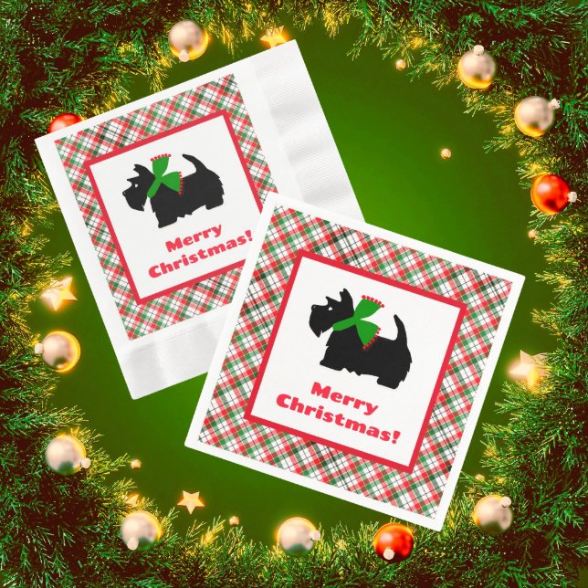 Karierter Scotty Hund frohe Weihnachtsgeschenke Id Serviette (Holiday napkins come in handy!)