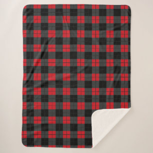 Karierter Sherpa-Blanket in Schwarz und Rot Buffal Sherpadecke