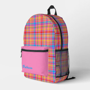Karierter Spaß in Hot Pink Personalisiert Bedruckter Rucksack