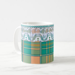 Karierter Spitzenpfirsich niedlich Kaffeetasse