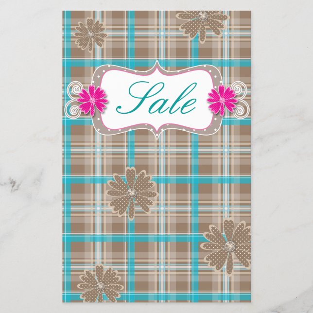 Karierter Spring Sale Flyer Daisy Blume (Vorne)