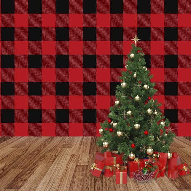 Karierter Stick und Peel, rot und schwarz Buffalo Tapete (Red Black Buffalo Plaid)
