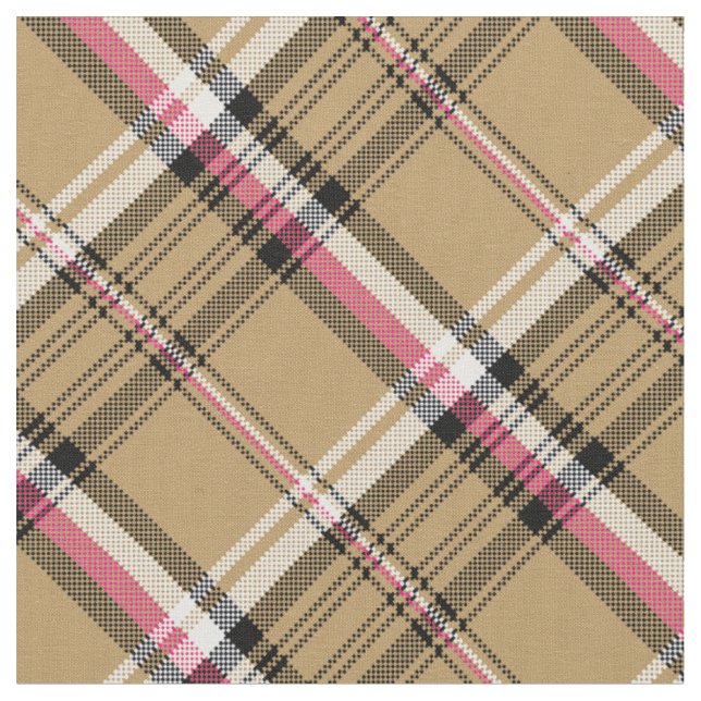 karierter Tartan in hellrosa Stoff (Nahaufnahme)