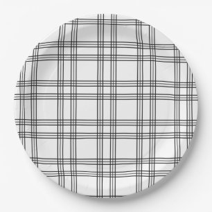 Karierter Tartan mit schwarzen Linien Pappteller