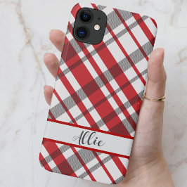 Karierter Tartan, rot, weiß und grau Case-Mate iPhone Hülle