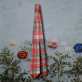 Karierter Tartan Rotgrau Taupe abstrakter Karo Krawatte