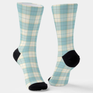 Karierter Tartan-Spaß in bleifreiem Blau und Weiß Socken