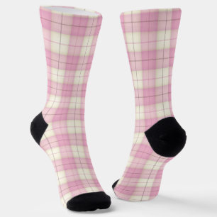 Karierter Tartan-Spaß in Rosa und Weiß Socken