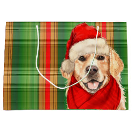 Karierter und goldener Retriever Hund Lover Holida Große Geschenktüte