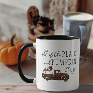 Karierter und Pumpkin Fall Bauernhof Rustikal Tasse