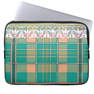 Karierter und spitzer Pfirsichgrün gürtelig 13" La Laptopschutzhülle
