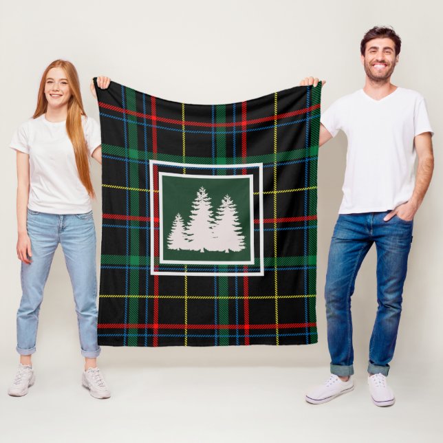 Karierter und weißer Tartan Silhouette Fleecedecke (Beispiel)