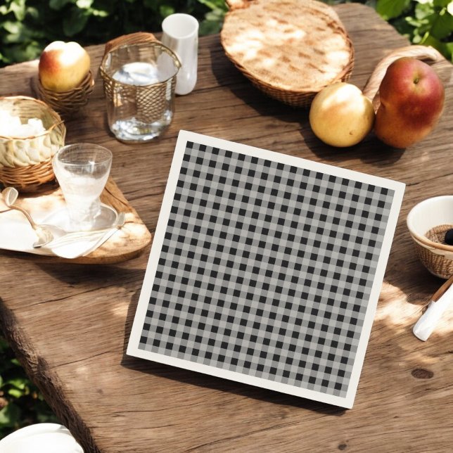 Karierter Urlaub in Black Gray Buffalo Serviette (Von Creator hochgeladen)