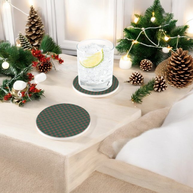 Karierter Urlaub in Red Green Buffalo Getränkeuntersetzer (Von Creator hochgeladen)