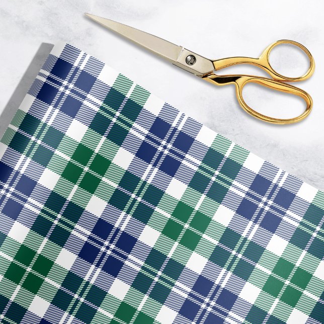 Karierter Urlaub in  Tartan, Classic Green und Nav Geschenkpapier (Von Creator hochgeladen)