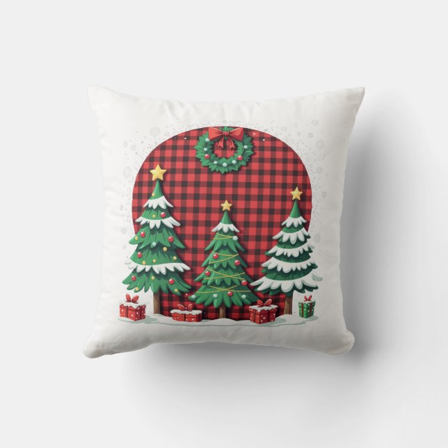 karierter Weihnachtsbaum Kissen (Rückseite)
