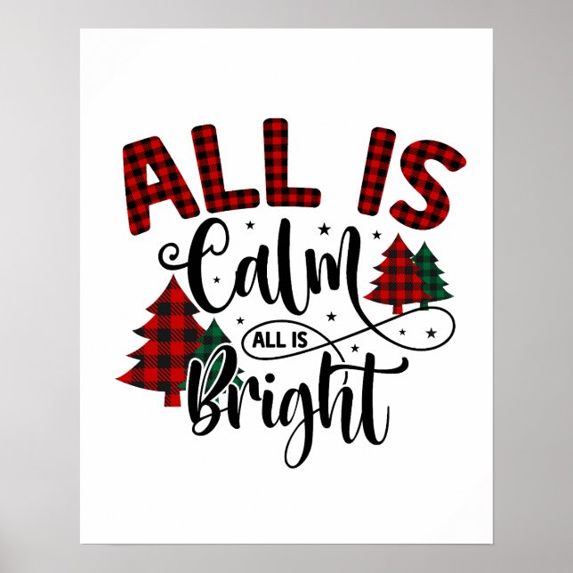 Karierter Weihnachtsbaum Muster Xmas Zitat Poster (Vorne)