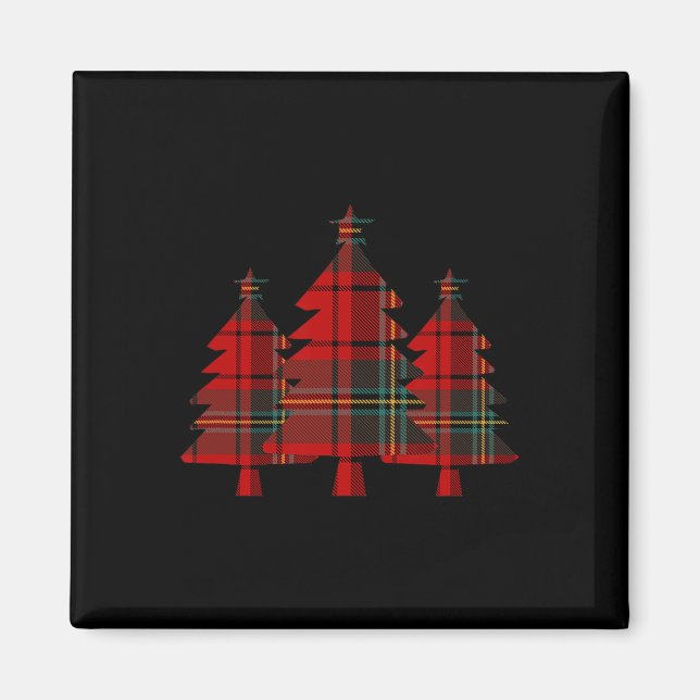 Karierter Weihnachtsbaum Pine Trees Magnet (Vorne)