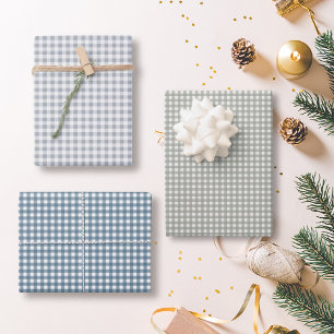 Karierter Weihnachtsbüffel Karo Gingham pastellf Geschenkpapier Set