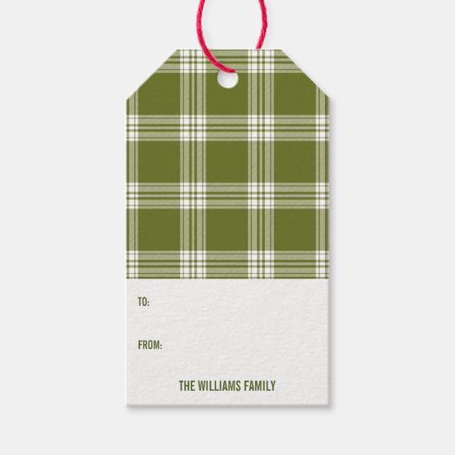 Karierter Weihnachtsgeschenk-Tag Geschenkanhänger (Vorderseite)