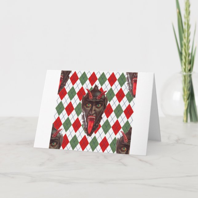 karierter Weihnachtskrampf Feiertagskarte (Vorderseite)