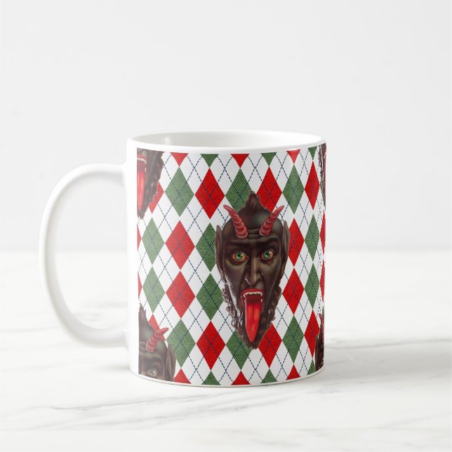 karierter Weihnachtskrampf Kaffeetasse (Links)