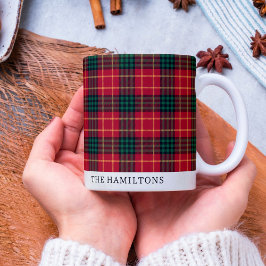 Karierter Weihnachtsmahler Red Tartan - Personalis Kaffeetasse