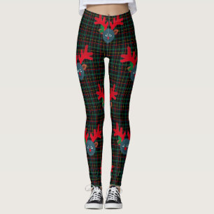 karierter Weihnachtsrentiermond Emoji Leggings