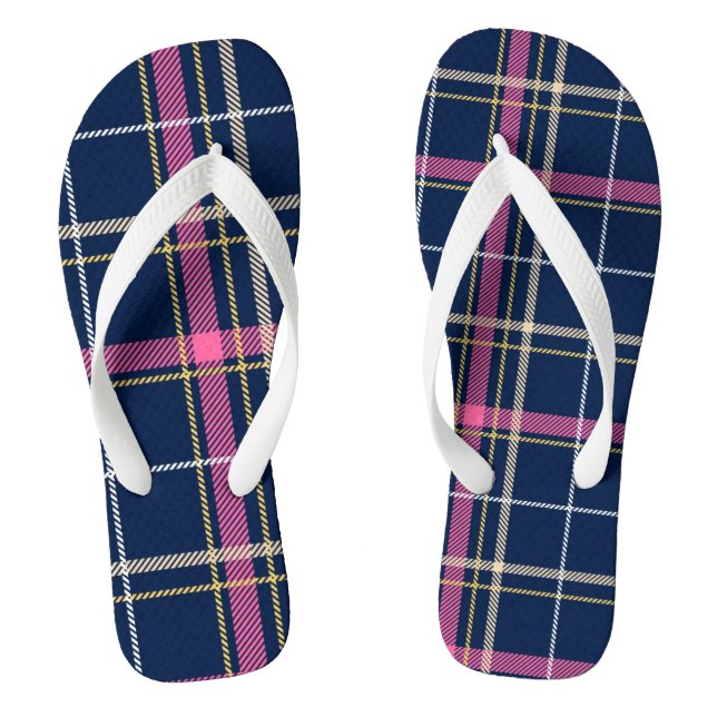 Karierter weißer Marinebrosa Tartan Flip Flops (Fußbett)