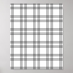 Karierter weißer Tartan mit schwarzen Linien Poster