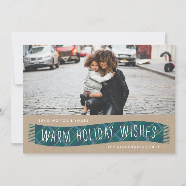 Karierter Winterskarte - Aquamarin Feiertagskarte (Vorderseite)