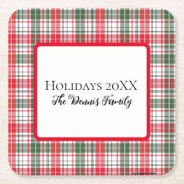 Karierter Winterurlaub Weihnachten Personalisiert  Rechteckiger Pappuntersetzer