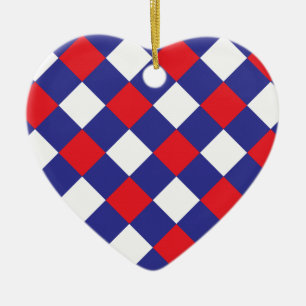 Kariertes 1 rotes weißes Blau Keramik Ornament