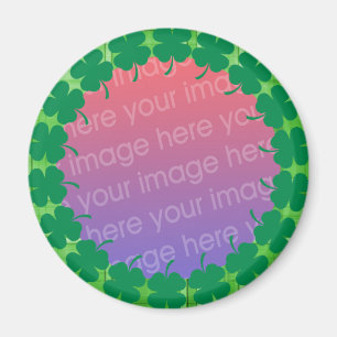 kariertes 4-Blatt-Kleeblatt Foto Magnet