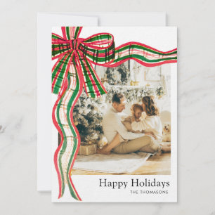 Kariertes 5-Foto-Familien-Weihnachts-Design Feiertagskarte