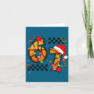 Kariertes 67 Basketball Santa Hut Weihnachten Six Karte