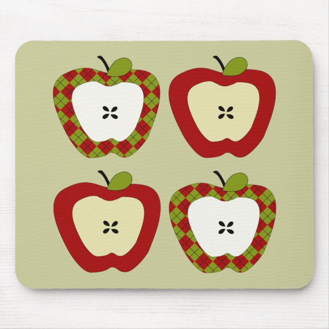 Kariertes Apple-Quartett Mousepad (Vorne)