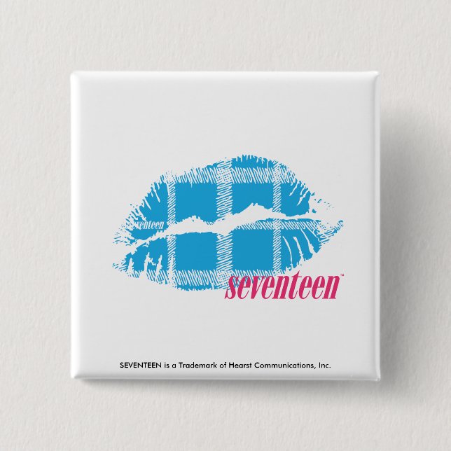 Kariertes Aqua Button (Vorderseite)