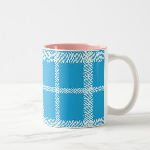 Kariertes Aqua Zweifarbige Tasse
