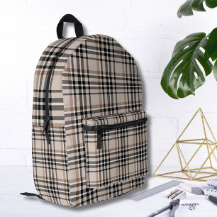 Kariertes Beige Bedruckter Rucksack
