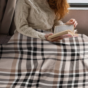 Kariertes Beige Fleecedecke