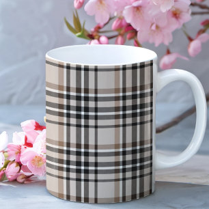Kariertes Beige Kaffeetasse
