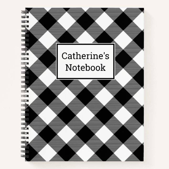 Kariertes Black & White Buffalo Notebook Notizbuch (Vorderseite)