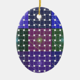 Kariertes Blau-lila-Kunstposter Keramikornament